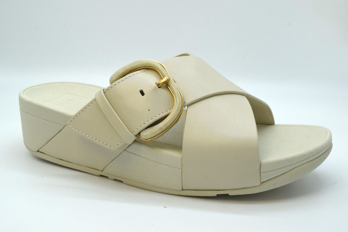Fitflop Lulu Re Sin-buckle Leather Cross Slide Ciabatta JE8 Paris Beige A99