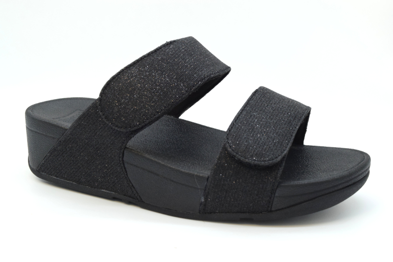 Fitflop Lulu Adjustable Shimmrlux slide ciabatta FZ9 Black 090