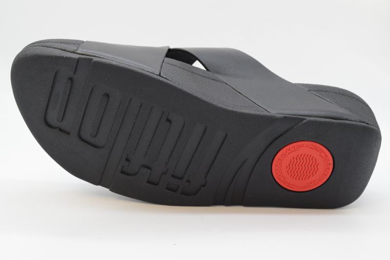 Fitflop Lulu Re Sin-Buckle Leather Cross Slide ciabatta JE8 Black 090