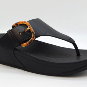 Fitflop Lulu Re Sin-Buckle Leather Toe Post infradito JE9 Black 090