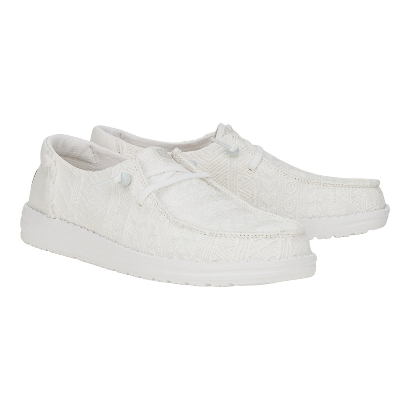 Hey Dude Scarpa Due Buchi Tela Pizzo WENDY CROCHET LACE White