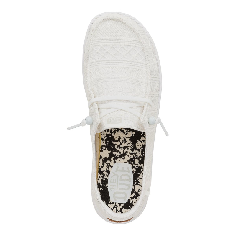 Hey Dude Scarpa Due Buchi Tela Pizzo WENDY CROCHET LACE White