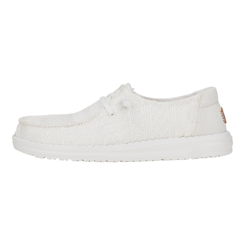 Hey Dude Scarpa Due Buchi Tela Pizzo WENDY CROCHET LACE White