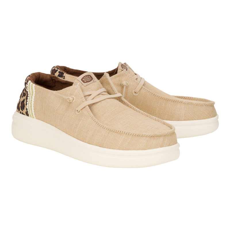 Hey Dude Scarpa Due Buchi Tela Animalie WENDY RISE ANIMAL Tan/multi