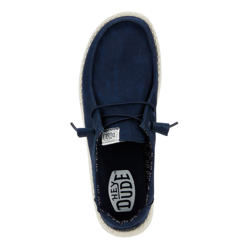 Hey Dude Scarpa Due Buchi Tela Elastico WENDY STRETCH CANVAS Navy