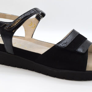 Tomasi Sandalo con regolazioni forma graz flex MELITA SABOT Vernicetta Nero  Camoscio Nero