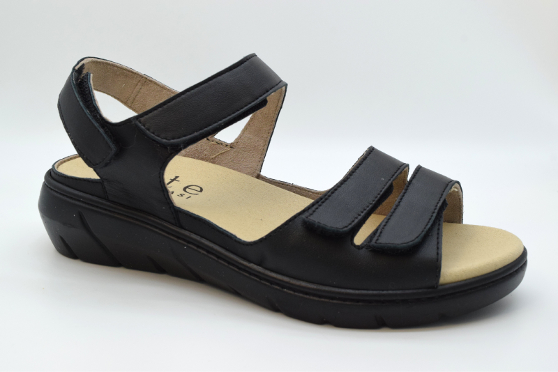 Tomasi Sandalo con due fasce a velcro fondo italia NUOVO EKELA Vitello Nero