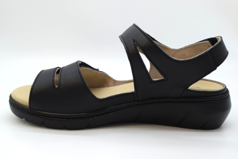 Tomasi Sandalo con due fasce a velcro fondo italia NUOVO EKELA Vitello Nero