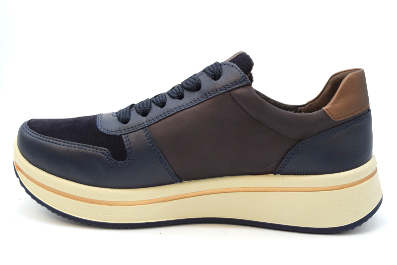 Ara Sneakers stringata+zip-linea Sapporo-calzata H 12-27540 14 Blau/amarone/nuts