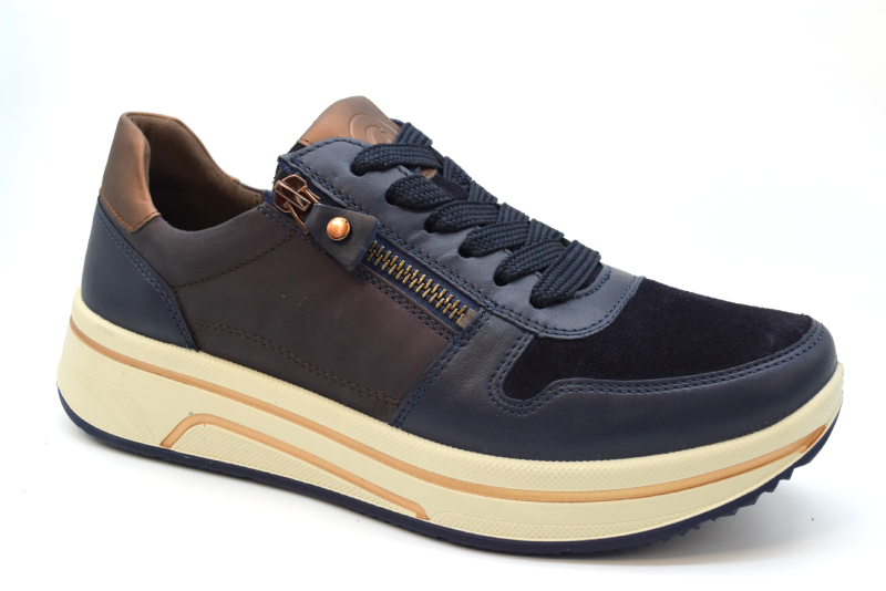 Ara Sneakers stringata+zip-linea Sapporo-calzata H 12-27540 14 Blau/amarone/nuts