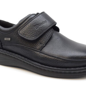 Comfort Scarpa uomo con velcro forma ideal P-3708 Pelle Nero