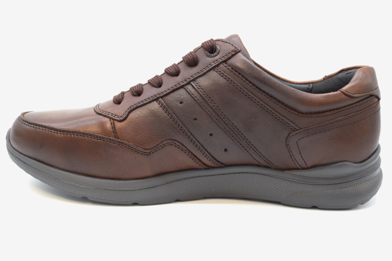 Comfort Sneakers uomo stringata con cerniera ultra light S-963 Pelle Marrone