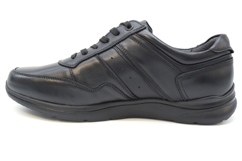 Comfort Sneakers uomo stringata con cerniera ultra light S-963 Pelle Nero