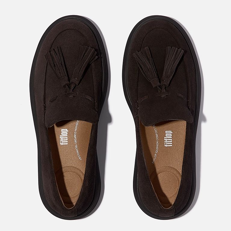 Fitflop Iq Comff Tassel Lo Afers E2Y Suede Chocolate Brown 167