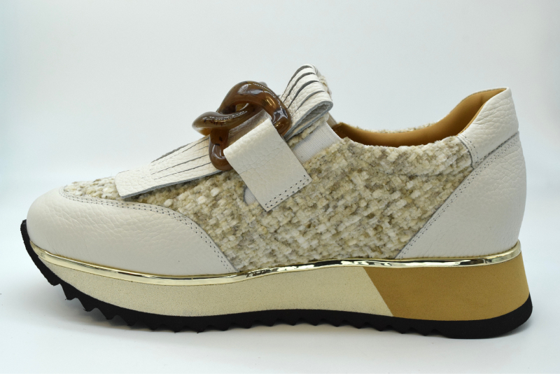 Marro Mocassino accollato catena piu frangia OV000010 Durango Gesso/flamengo Beige