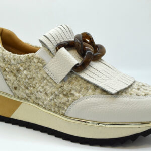 Marro Mocassino accollato catena piu frangia OV000010 Durango Gesso/flamengo Beige