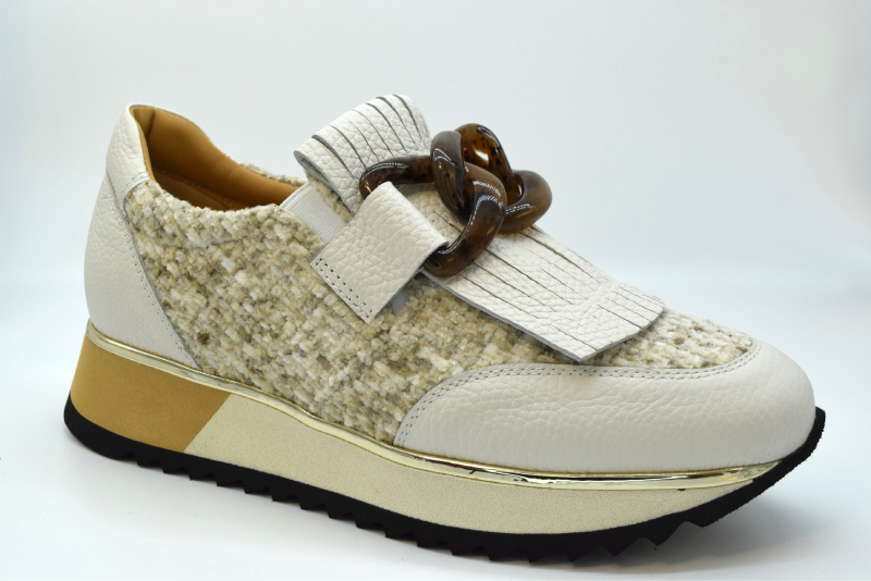 Marro Mocassino accollato catena piu frangia OV000010 Durango Gesso/flamengo Beige