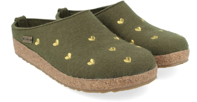 Haflinger Zoccolo 741031 Wollfilz CUORICINI Moos 39