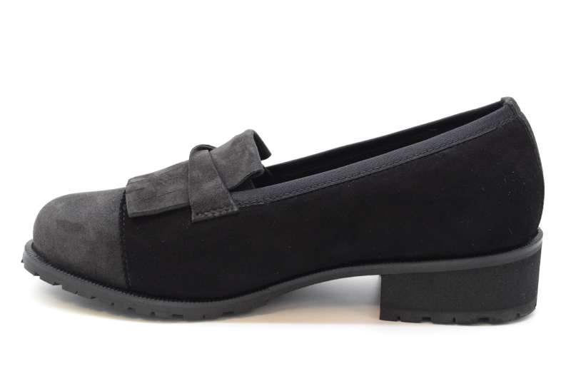 Marro Mocassino Scollato Forma Es  Tacco Roccia 4891 Camoscio Nero Camoscio 89