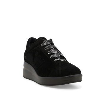 Melluso Scarpa Stringato Fiorato R256562 Camoscio Nero