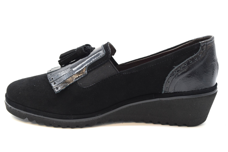 Ziviani Scarpa Slip On Frangia E Fiocco 1931 Camoscio Nero/vernice Nero