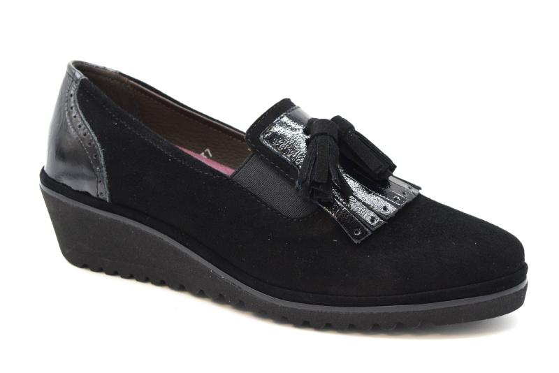 Ziviani Scarpa Slip On Frangia E Fiocco 1931 Camoscio Nero/vernice Nero
