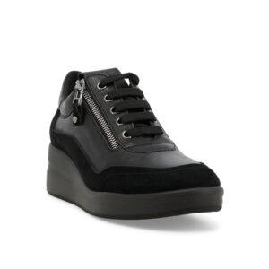 Melluso Sneakers Stringata Con Cerniera Zeppa 5 R25655Z Renna Savana Nero