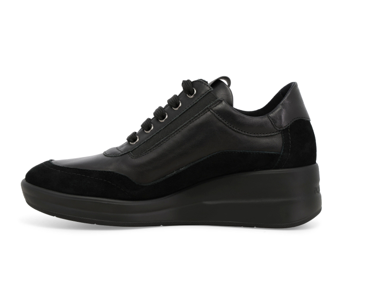 Melluso Sneakers Stringata Con Cerniera Zeppa 5 R25655Z Renna Savana Nero