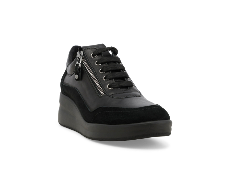 Melluso Sneakers Stringata Con Cerniera Zeppa 5 R25655Z Renna Savana Nero