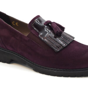 Tomasi Scarpa slip on con frangia e nappine calzata 9 ROSA Camoscio Prugna