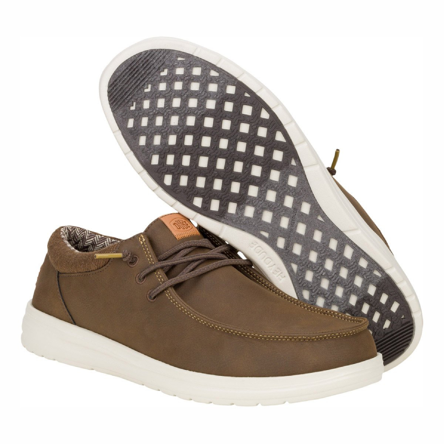 Hey Dude Espadrillas Due Buchi Uomo In Pelle PAUL CLASSIC Brown