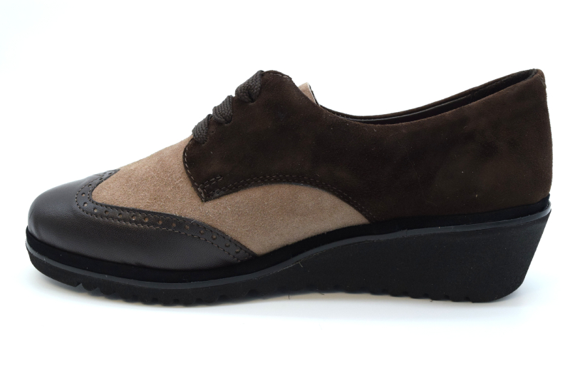 Ziviani Scarpa Stringata Con Pellame Combinato 1948 ZEPPA Camoscio T.moro/tortora