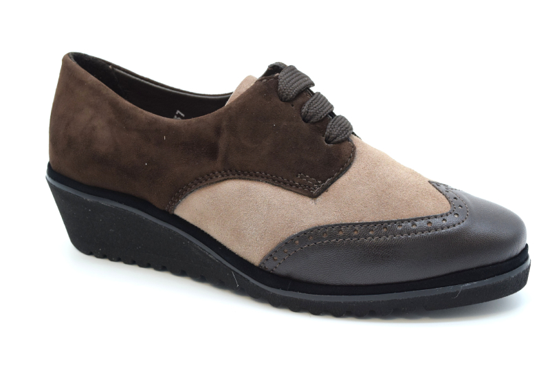 Ziviani Scarpa Stringata Con Pellame Combinato 1948 ZEPPA Camoscio T.moro/tortora