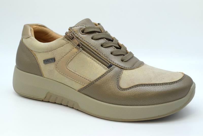 Comfort Sneaker stringata con cerniera 5188-2 Taupe Combi
