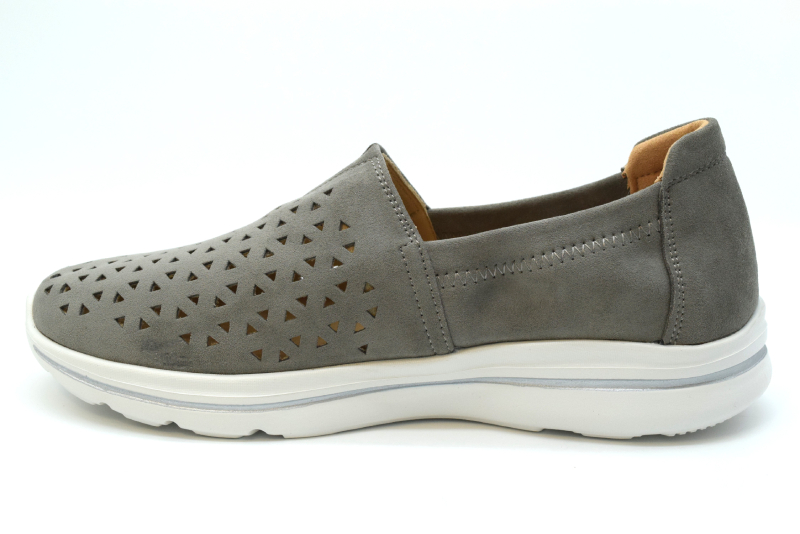 Comfort Mocassino forato sfoderato elastico collo S-58974 Grau Grey