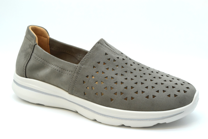 Comfort Mocassino forato sfoderato elastico collo S-58974 Grau Grey