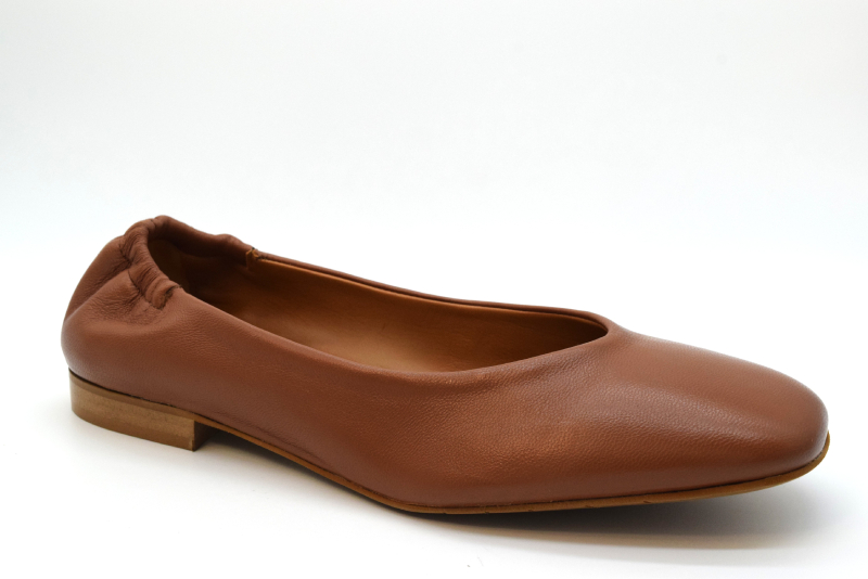 Marro Ballerina Punta Quadrata Tacco 1cm IE300 Nappa Brandy