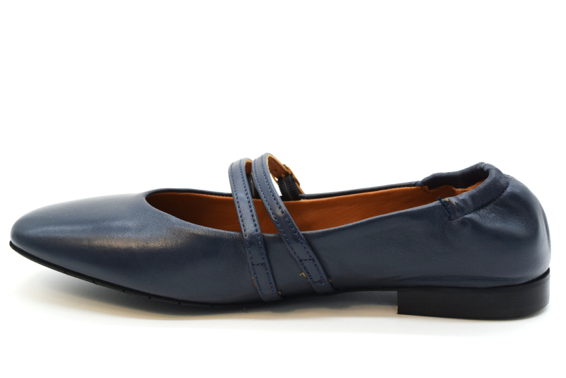 Marro Ballerina Punta Quadrata Cinturini Tacco 1cm IE301 Nappa Abyss