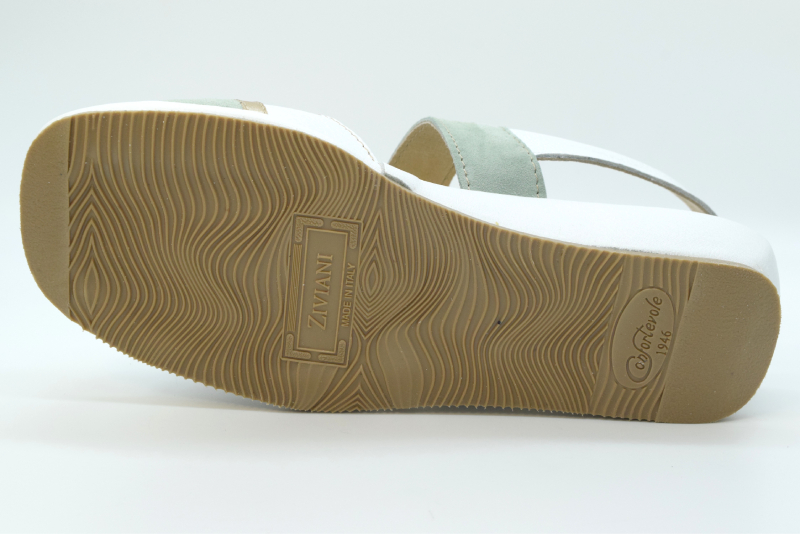 Ziviani Sandalo doppia regolazione 3078 Camoscio Green/vitello Bianco