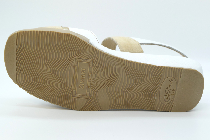 Ziviani Sandalo doppia regolazione 3078 Camoscio Beige/vitello Bianco