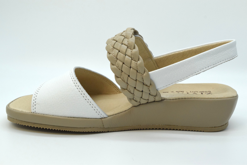 Ziviani Sandalo Treccia fine 3081 Treccia Fango/vitello Bianco