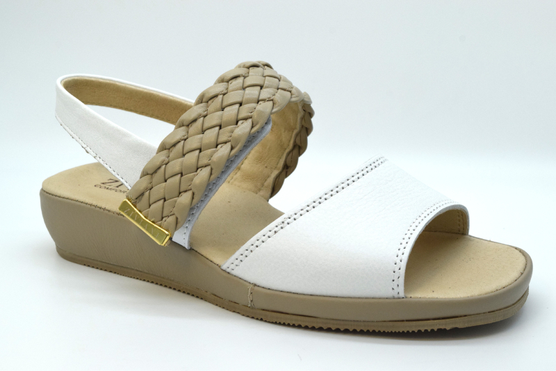 Ziviani Sandalo Treccia fine 3081 Treccia Fango/vitello Bianco