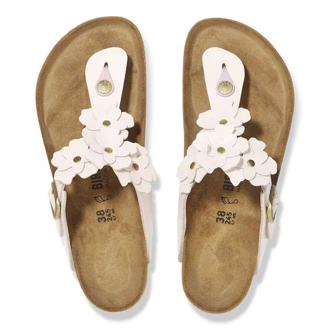 Birkenstock Ciabatta Infradito Gizeh Flowers Natural Leather 1029287 Light Rose
