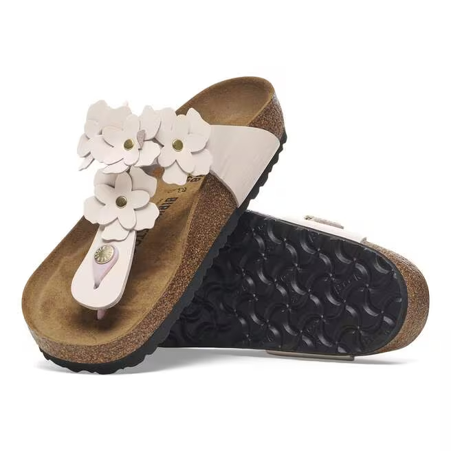 Birkenstock Ciabatta Infradito Gizeh Flowers Natural Leather 1029287 Light Rose