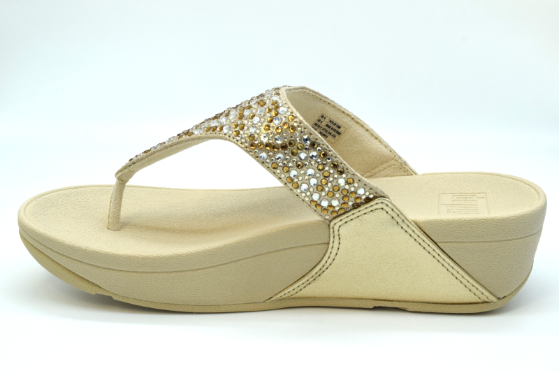 Fitflop Lulu Toe Post Infradito Pailettes A4L Slide Platino 675