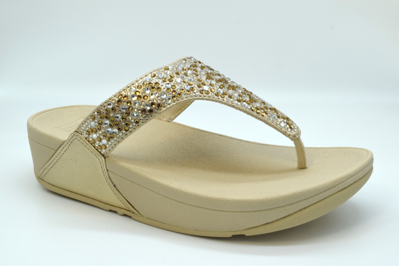 Fitflop Lulu Toe Post Infradito Pailettes A4L Slide Platino 675