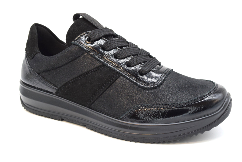 Ara Sneaker donna Osaka 3.0 calzata H zeppa 30 mm 12-25532 10 Schwarz/crunchlack/glitter